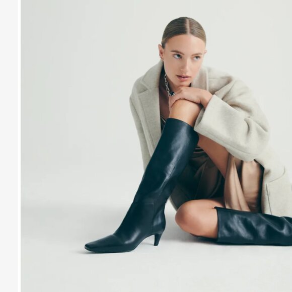 Reformation Shoes - Remy Knee Boot Black Leather